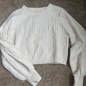 Altar'd State White Cable Knit Sweater